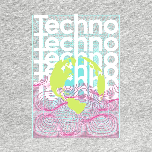 TECHNO  - Grid Globe (White/pink/lime) by DISCOTHREADZ 